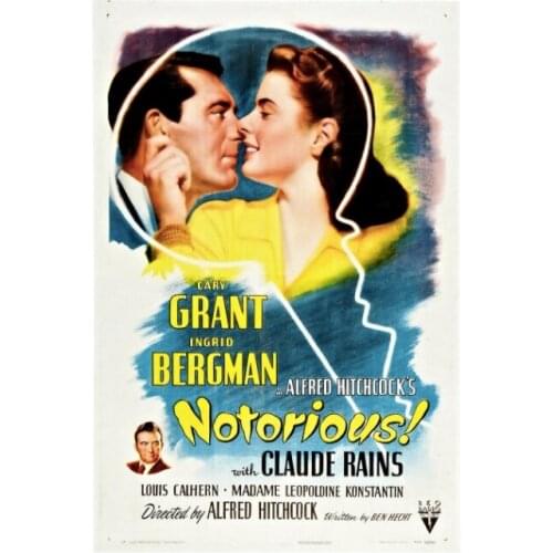 OTORIOUS (1946) Classic Movie Alfred Hitchcock Film Retro Vintage Poster Canvas Painting DIY Wall Paper Home Decor Gift