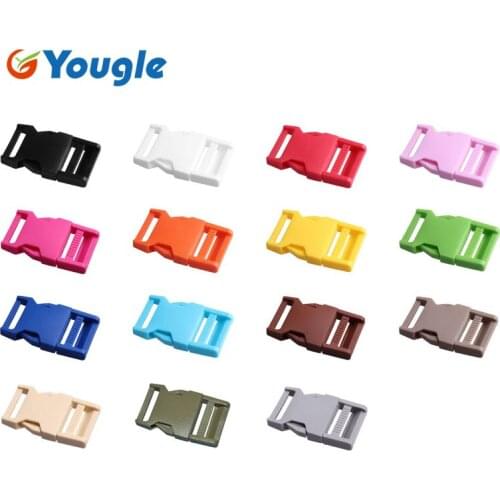 50pcs Plastic Buckles 25mm 15 Colors Dual Adjustable Side Release Buckles For Backpack Luggage Travel Bags 1 Inch Webbing Straps