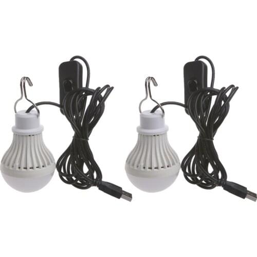 Portable USB LED Light Bulb Switch LED Camping Lantern Tent Lighting 5W