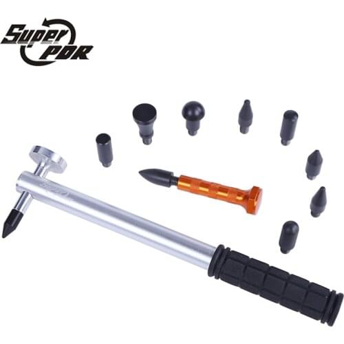Super PDR Tools -Metal Tap Down Pen With 9 Heads and Tap Down Hammer hand tool use for car dent repair