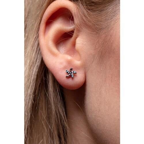 Nineveh Silver Mix Gemstone Wind Vane Model Silver Earrings