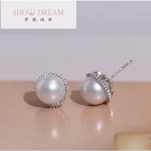 SHOWDREAM S925 Silver Zircon Natural Seawater Pearl Earring new product For Women Wedding Jewelry