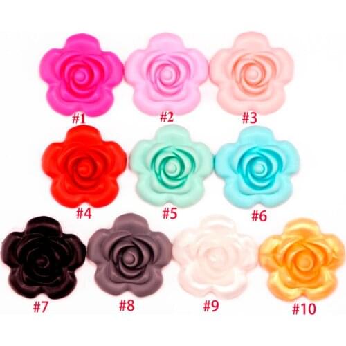 DIY Flower Silicone Beads For Jewelry Making Teething Pendants BPA Free Food Grade Silicone Baby Teethers 50pcs Mix 10 Colors