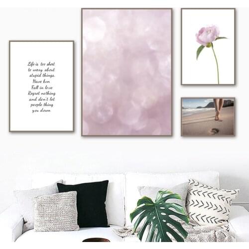 Flower Beach Footprint Quote Scandinavian Nordic Posters And Prints Wall Art Canvas Painting Wall Pictures For Home Decor