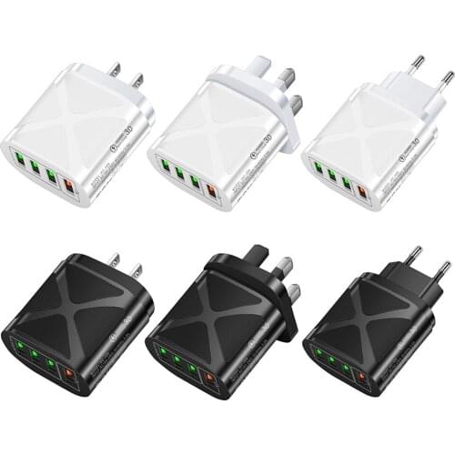 3.0 USB USB Charger Fast Charging Universal Wall Mobile Phone Charger Quick Charge for 4 Port Travel Phone Charging Adapter