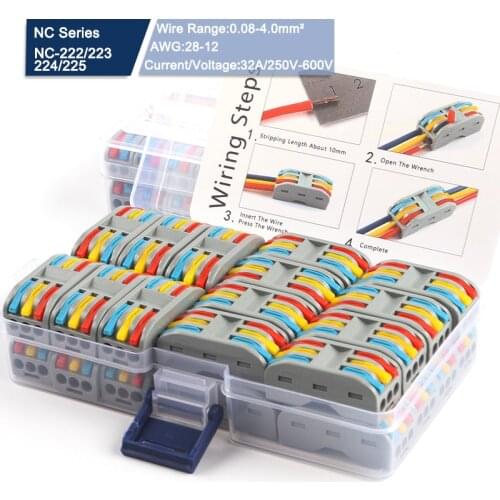 Boxed Butt Quick Push-In Wire Connector 222 2/3/4/5 Pin Conductor Electric Cable Wiring Terminal Block For Led Light Connectors