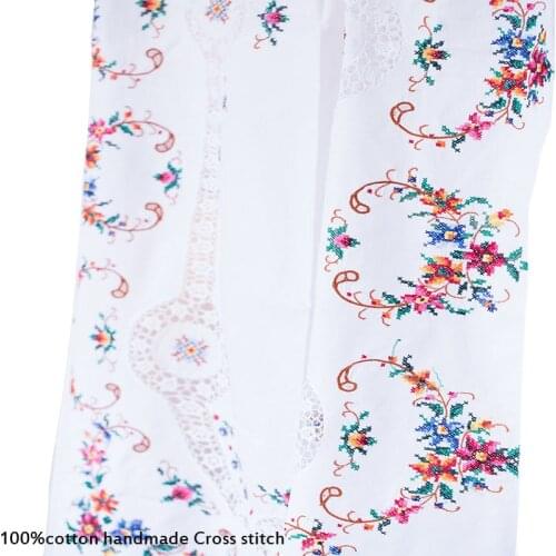 High quality lace 100%cotton Cross stitch Tablecloth handmade Table Cover cloth kitchen Christmas Wedding party home decor