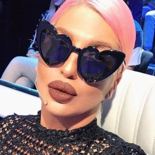 ROYAL GIRL Newest Love Heart Shape Sunglasses Women Vintage Black Pink Red Acetate Frame Gray Brown Lens Sun Glasses UV400 ss178