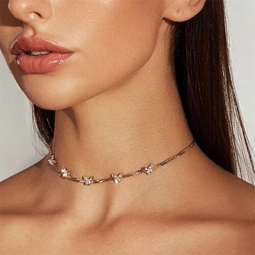 Fashion Metal Braided Chain Snake Chain Choker Necklace For Women Luxury Short Butterfly Clavicle Chain Choker Collar Jewelry