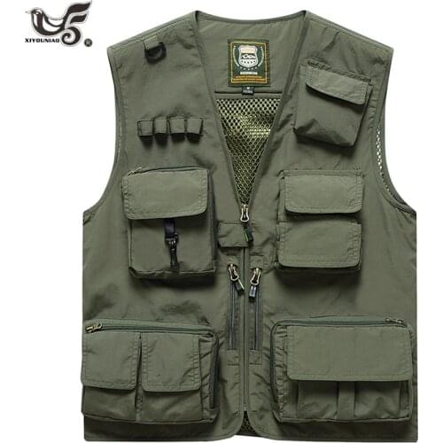 Oversize M~7XL Waistcoat Vest Men Multi-Pocket Techwear Sleeveless Coat Outdoor Photographer Fishing Jackets Male Travel Clothes