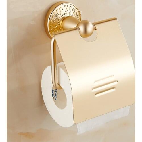 Golden paper holder, European antique toilet paper roll holders rack,Bathroom accessories retro tissue paper holder gold plated