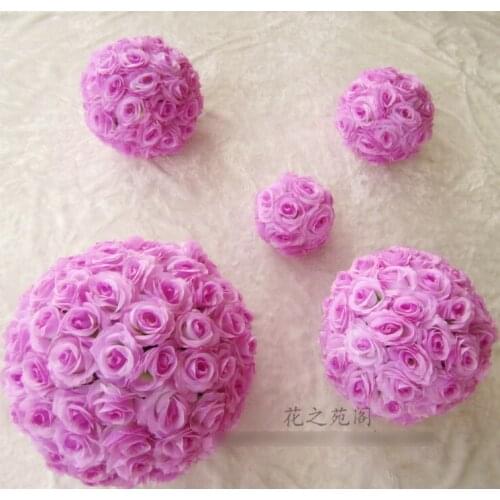12pcs/Lot EMS Free shipping 30cm Lilac kissing ball artificial silk Violet rose flower ball wedding decoration Wedding supply