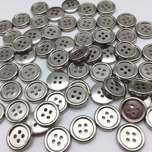 300pcs 13mm Resin Shiny Buttons Round Metallic 4 Holes Baby Sewing Shirt Dress Button Scrapbook Silver Gold Pink Lilac Blue
