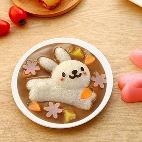 4Pcs/Set Rabbit Dolphin Shape Curry Rice Mold Sushi Maker DIY Kids Bento Tool Rice Mould Maker Deco Kitchen Accessories