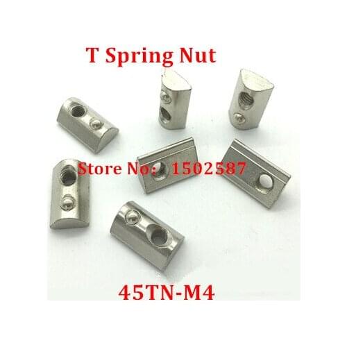 50pcs M4 T Spring nut 45-M4 Half Round Elasticity Slot Nuts Groove 10 For 4545 Series Aluminum Profile Extrusion Fastener parts