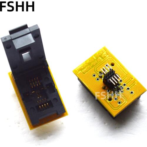 6*8mm WSON8 to SOP8 test socket DFN8 QFN8 MLF8 test socket Pitch=1.27mm(6x8mm QFN8 to 208mil SOP8)