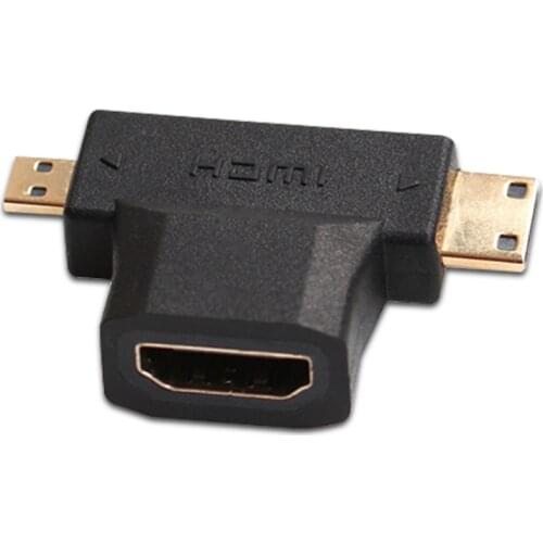 3 In 1 HDMI-compatible To MicroHDMI Male MiniHDMI Male 1.4 Female Cable Adapter T Shape Converter for HDTV 1080P Cables