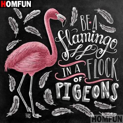 Homfun Full Square/Round Drill 5D DIY Diamond Painting "Flamingo text" 3D Embroidery Cross Stitch Home Decor Gift A13452