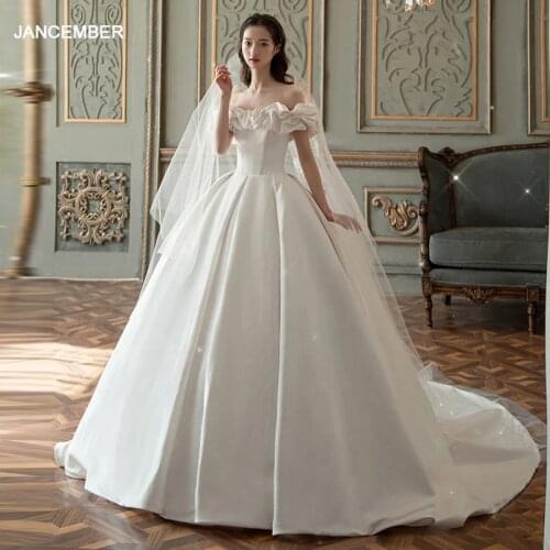 ASN006 Wedding Dress Simple Boho Princess Women Fashion Off Shoulder Long Train Bridal Gown Vestido Noiva Civil
