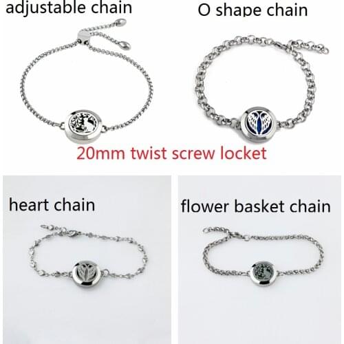 Stainless Steel Chain Bracelet 20mm Twist Screw Diffuser Perfume Essential Oil Locket Adjustable Free 10pads Kids Gift