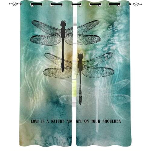 Dragonfly Wings Ink Blackout Curtains for Children Kids Home Decor Bedroom Living Room High Shading Window Curtains
