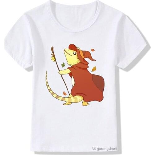Children Clothing Boys/girls T Shirt Funny Bearded Dragon Cartoon Pattern Printing T-shirt Summer Tops Unisex Casual Vogue