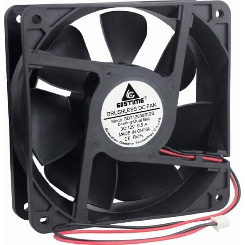 Gdstime 12038 2 Pin 120mm Radiator Ball Bearing Brushless DC Cooling Cooler Fan 12V 120x120x38mm