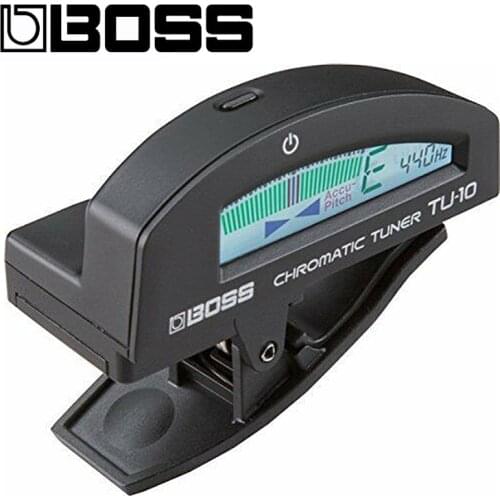 BOSS TU-10-BK Clip-On Color Display Chromatic Instrument Guitar Bass Tuner