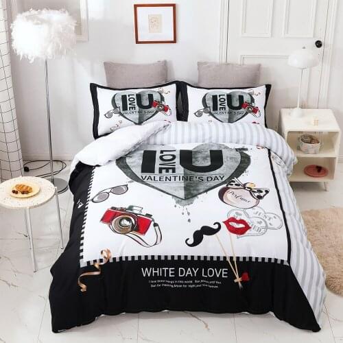 Fanaijia Queen Size Bedding Sets Luxury Valentines Day Duvet Cover and Pillowcase Bed Set Twin King Size Bedroom Comforter Set