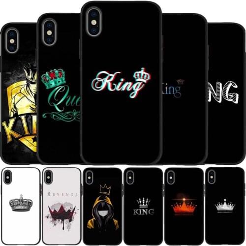 King and queen black Silicone Phone Case For iPhone 12 XR XS Max 5 5S SE 2020 6 6S 7 8 PLUS X 11Pro Max 11 Cover