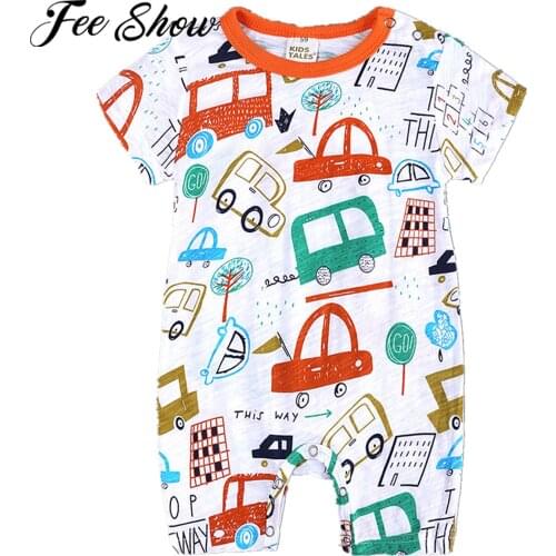 Summer Romper Baby Boy Girl Summer Clothes 100% Cotton Cartoon Short Sleeved Jumpsuit For Newborn Babies Boy Clothes