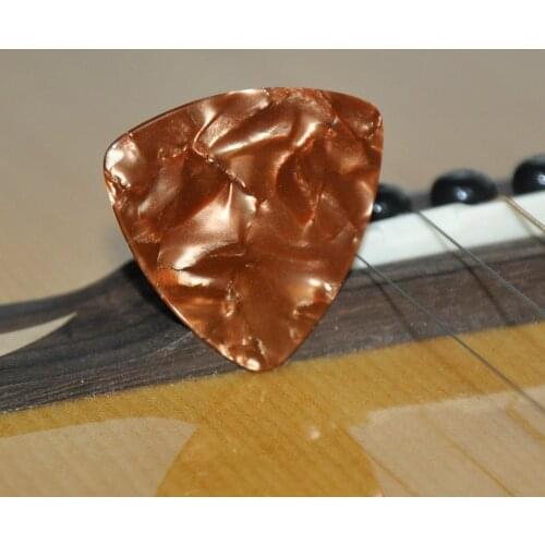 Lots of 50pcs Brown Pearl 0.96mm Heavy Big Rounded Triangle Celluloid Guitar Picks