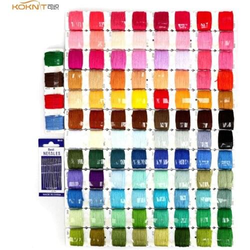 100 Colors Cross Stitch Embroidery Threads Friendship Bracelet String Random Color Embroidery Threads Floss Sewing Needles Kit