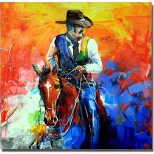Handsome Man Ride Horse Wall Art Home Decoration Modern Living Room Wall Decor Handpainted Pop Art Free Shipping Painting