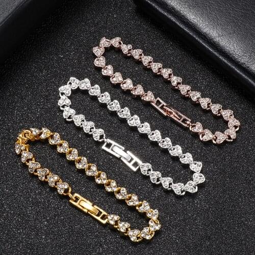 Austria Crystal Bangles Hand Chain Women Geometric Rhinestone Bracelets Wedding Bridal Fashion Shiny Jewelry Birthday Gifts