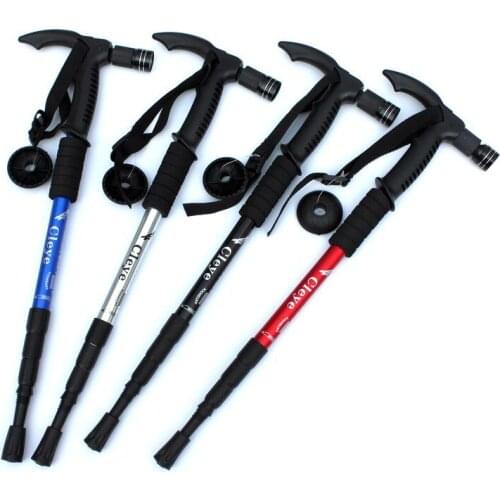 NEW 2018 Outdoor Camping mountaineering trekking four-section aluminum alloy telescopic shock-absorbing light trekking pole