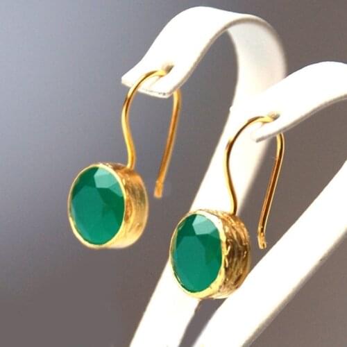 New creative Fashion Earrings luxury womens 18K Gold Emerald Earrings Jewelry anniversary gift party Engagement