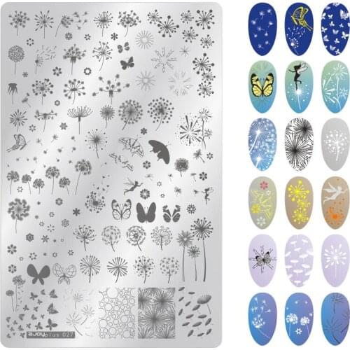 Rectangle Nail Stamping Plates Flower Pattern Nail Art Stamp Stamping Template Image Plate Stencils