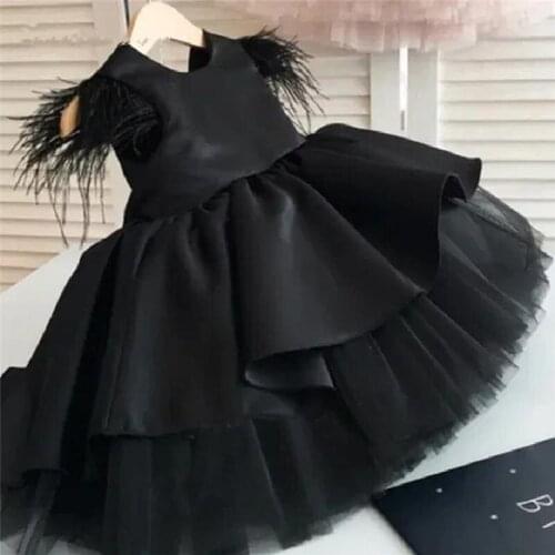 Puffy Baby Girls Dresses Satin Bow Princess Dress Kids Birthday Party Gown Infant Girls Clothes High Quality