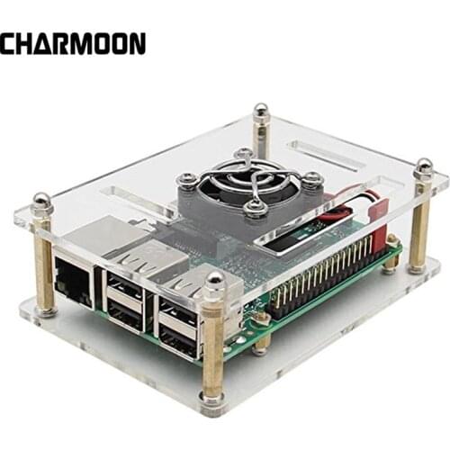 Raspberry Pi 3 Case Acrylic Enclosure Shell Cover with Cooling Fan & Metal Cover Kit For Raspberry Pi 3 Model B/ B+/ 2B