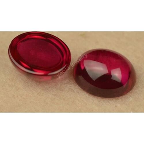 Sale 5A 3x5~25x35mm Loose Oval Flat Back Cabochon Cut 5# Red Corundum Stone Lab Created Rubys Beads Gems For Jewelry Making