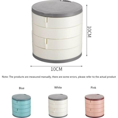 Jewelry Storage Box Multilayer Rotating Jewelry Stand Earrings Ring Box Cosmetics Beauty Container Organizer with Mirror J2Y