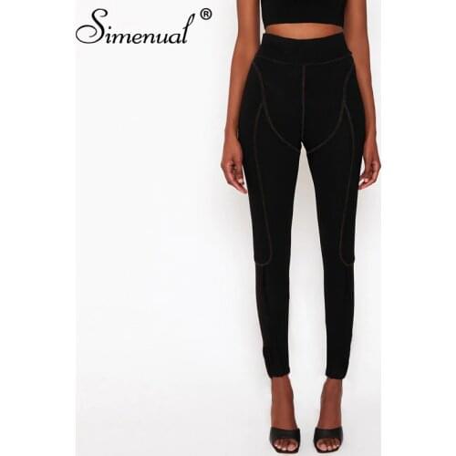 Simenual Fitness Sportswear Stirrup Leggings Women High Waits Striped Workout Active Wear Push Up Seamless Leggins Skinny Casual