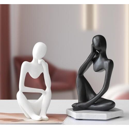 European Style Thinker Statue Resin Bookshelf Sculpture Modern Art Roman Thinker Sculptures for Home Decor Indoor Desktop