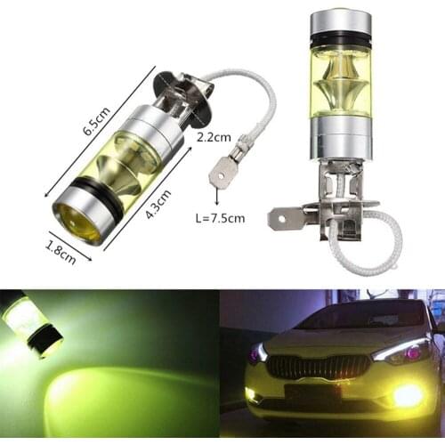 2PCS H3 LED led car foggers Fog Lamp 4300k Yellow 100W 2828 Car Fog Light Bulb DRL 2000LM High-brightness Fog Lamp Wholesale