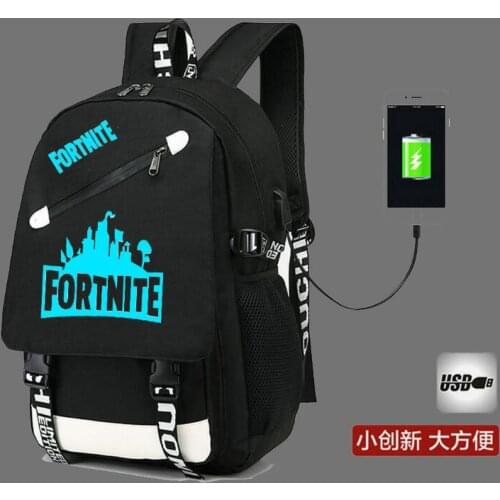 Fortnite School Backpack Luminous USB Charge School Bag For Teenager Boy Anti-Theft Childrens Schoolbags Laptop Backpack
