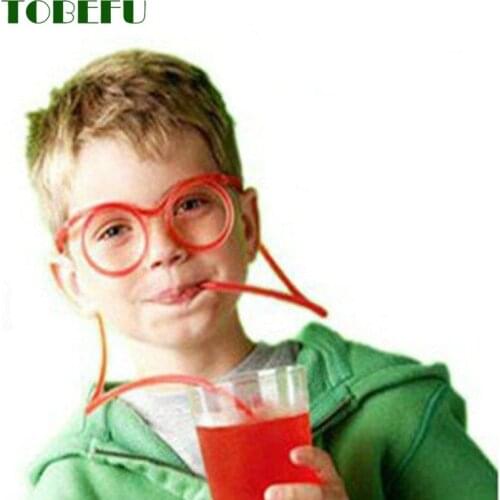 TOBEFU One Piece Fun Soft Plastic Straw Funny Glasses Flexible Drinking Toys Kids Baby Birthday Party Joke Tube Tools Gadgets