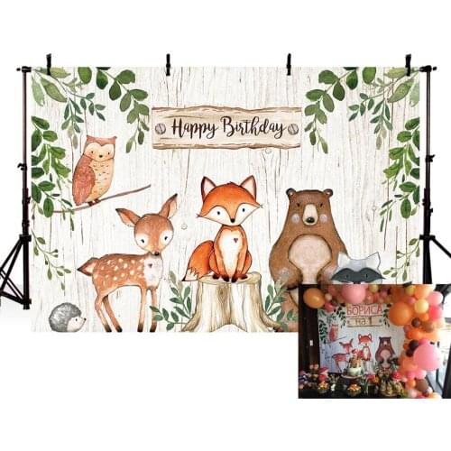 MEHOFOTO7x5ft Vinyl Woodland Baby Shower Backdrops Flower Animal Birthday Party Backdrop Photography Prop Photo Backgroun AN-654