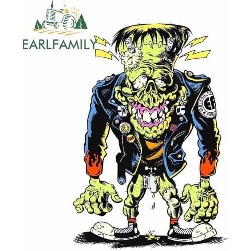EARLFAMILY 13cm x 9.1cm for Rat Fink Frankenstein Motorcycle Car Stickers Waterproof Personality Creative Sticker Vehicle Decal