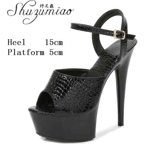 Women Model Show Striptease 15 CM Thick Bottom Super High Heel Sandals Female Catwalk Sexy Nightclub Pole Dancing Wedding Shoes